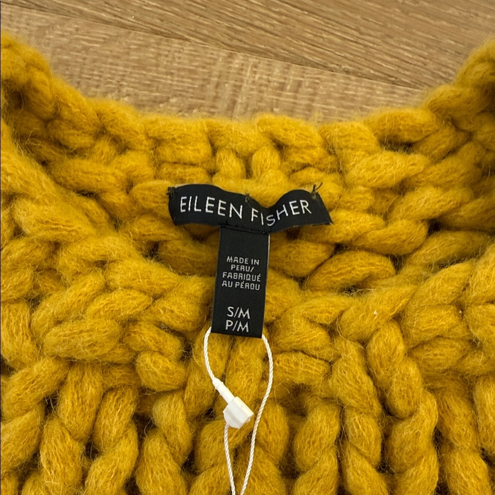Eileen Fisher Yellow Chunky Knit Alpaca Sweater - Picture 2 of 7